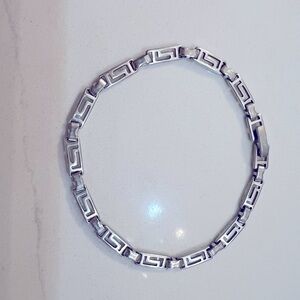 Silver 9.25 Greek Key Vintage Bracelet 1980s